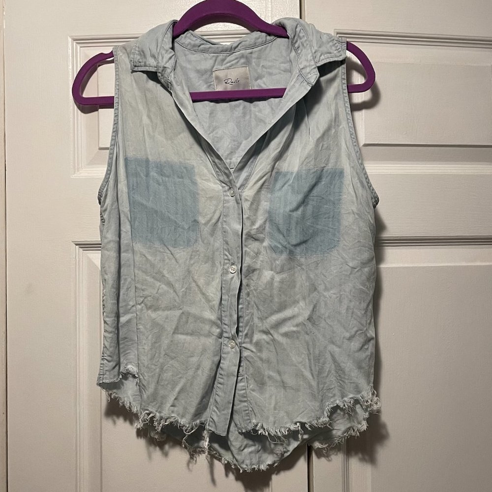 Rails Jean-style Fabric Sleeveless Button Down Tank Top - Size Medium